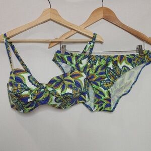 Pour Moi Heatwave Bikini Set Mombasa‎ Print Strapless Padded Low Rise UK36E UK12